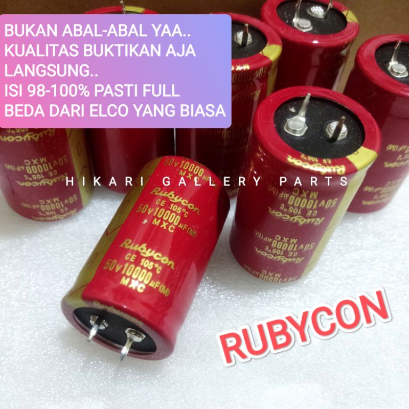 Kapasitor Elco 10000uf 50volt Original Rubycon red japan 10000uf 50v Asli Japan