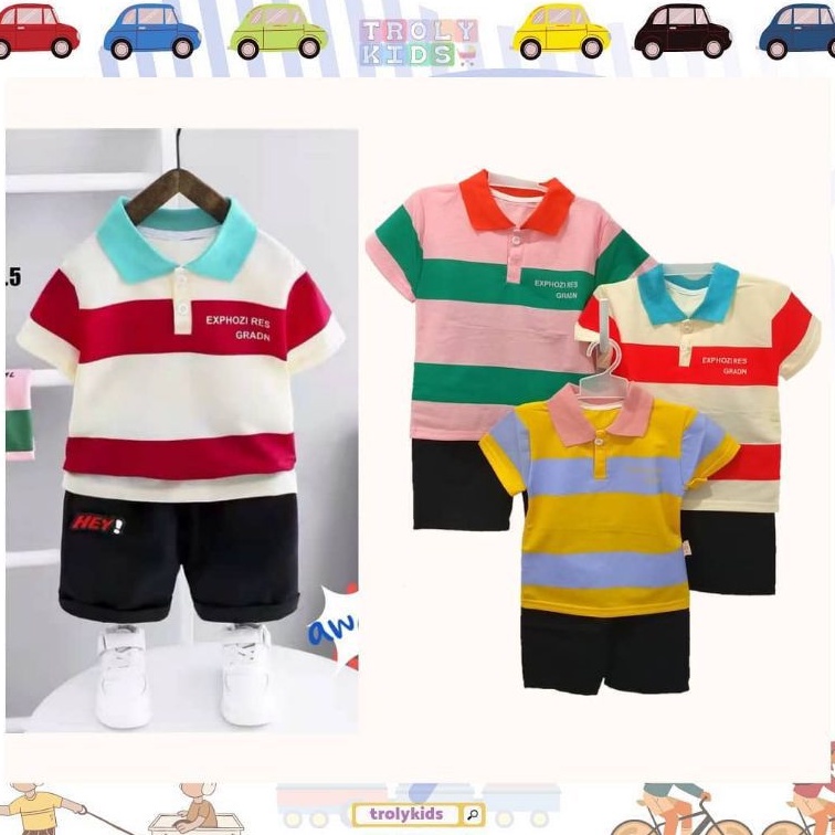 ASLI044 | Setelan Kemeja Kaos Anak Laki-laki Import