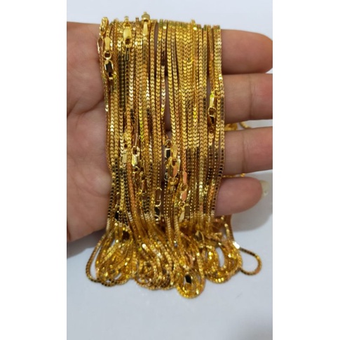 Kalung Anak Milano Kaca, Perak 925, Sepuh Emas Kuning
