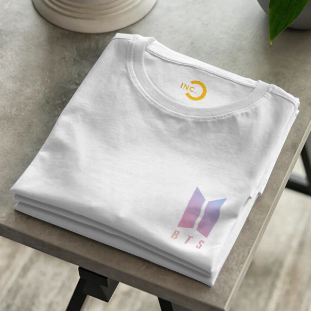 Kaos BTS Lilac Purple Logo Cotton 24s Premium Bisa Upgrade Lengan Panjang