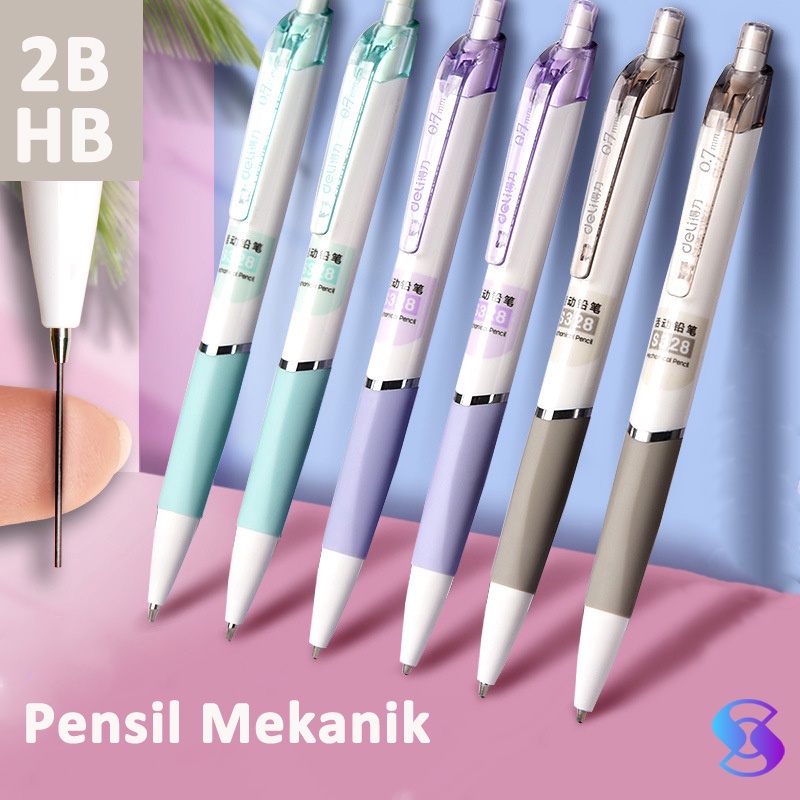 

Propelling Pencil Pensil Mekanik Cetek Tip 0.5mm / 0.7mm Dilengkapi Klip Deli S327/S328