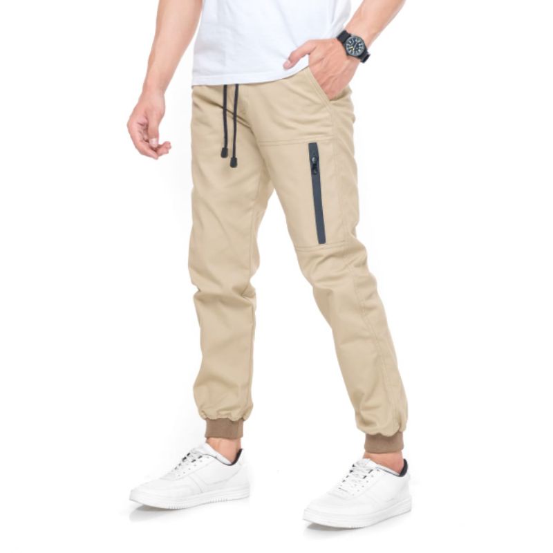 Outfit Celana Panjang Jogger Chino Zipper resleting pria wanita premium