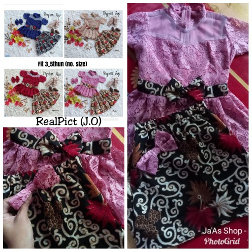 Ncr - Kebaya Batik Modern Anak 3-5 Th Dress Batik Casual Cecilia & Setelan Rok Pepplum Kids