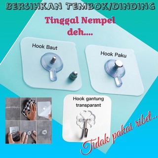 MiniMart Hook Gantungan Rak / Magic Hook Tanpa BOR / MUR Stiker BAUT PAKU