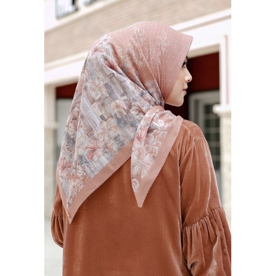 Buttonscarves Malaya Series Voal Square Original Sky Blush Apricot