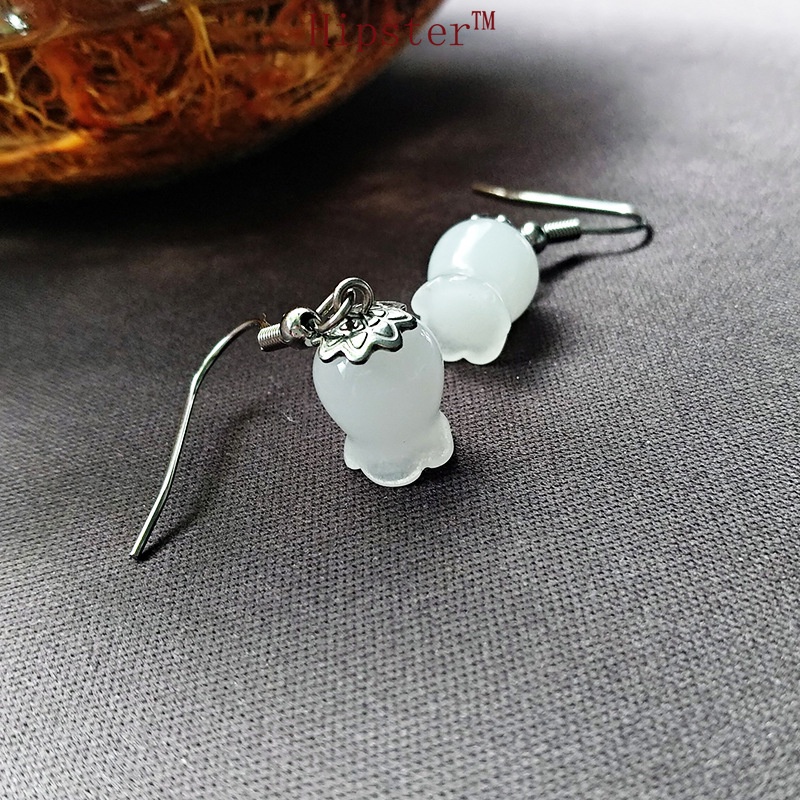 New Hot Sale Exquisite Light Luxury Ancient Style Hetian Jade Flower Earrings