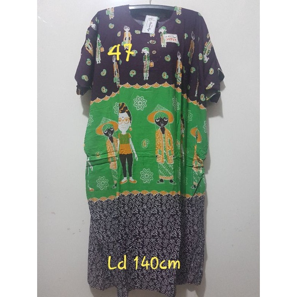 YULI - Daster kencana ungu  L5 JUMBO LD 135-150 CM PB 107 CM BATIK KU LEBEL PUTIH(KUP)-No 47