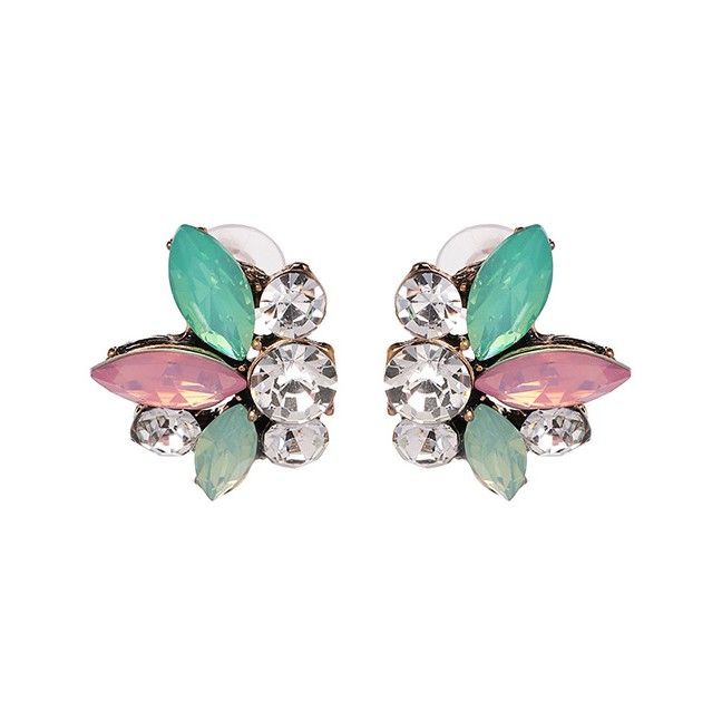 LRC Anting Tusuk Fashion Multi-color Full Diamond Decorated Earrings