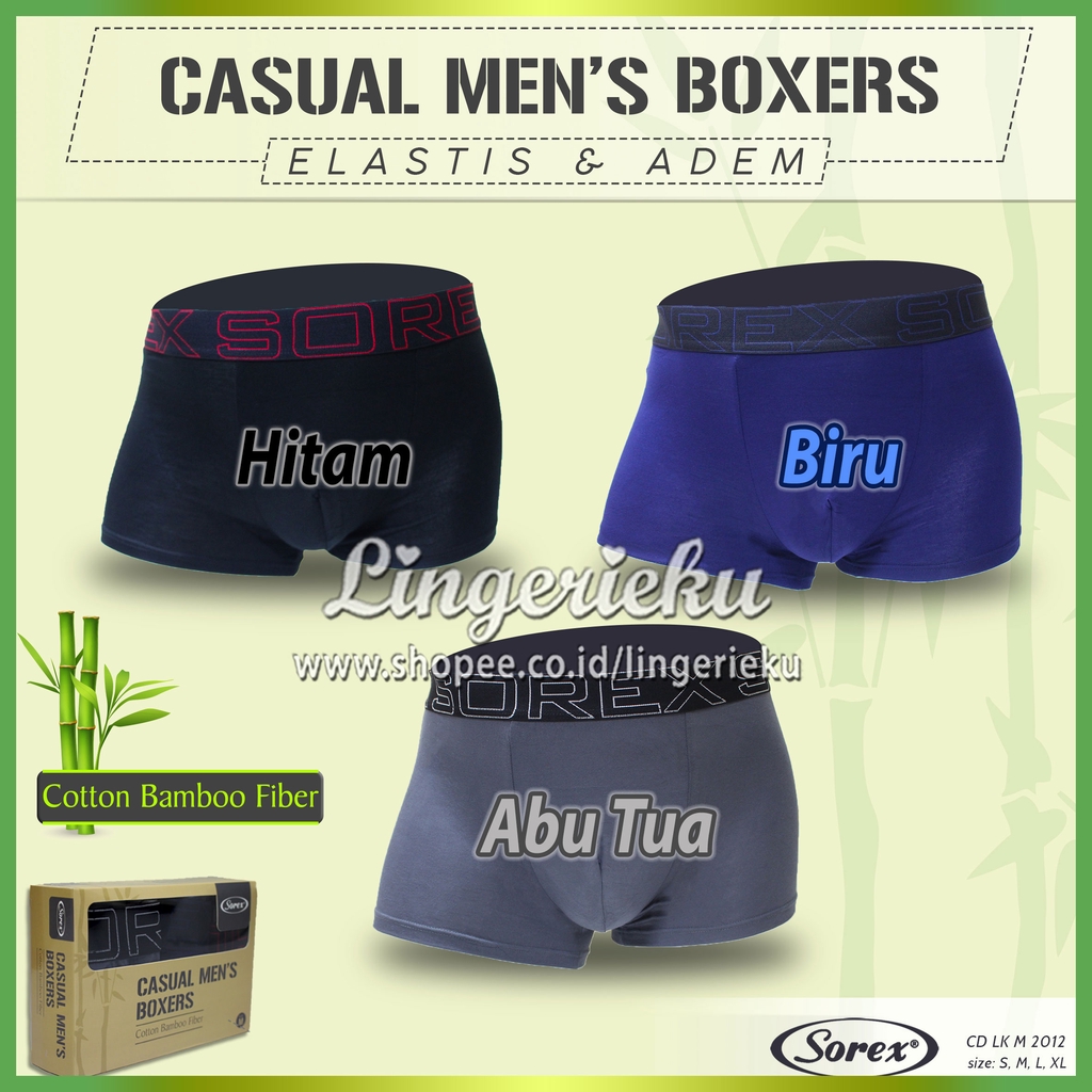 Sorex 2012 CD Celana Dalam Pria Model Boxer Bahan Serat Bambu Lembut