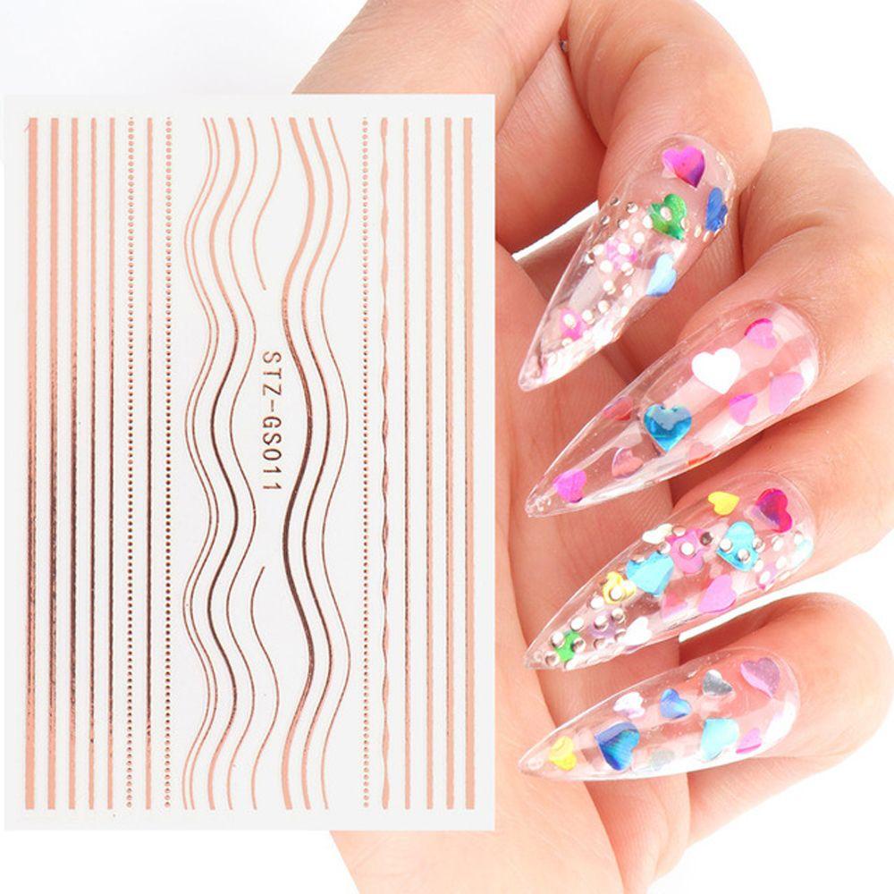 AUGUSTINA Agustin 3D Garis Stiker Kuku Wanita Garis Garis Garis Perekat Diri Nail Art Slider DIY Nail Decals