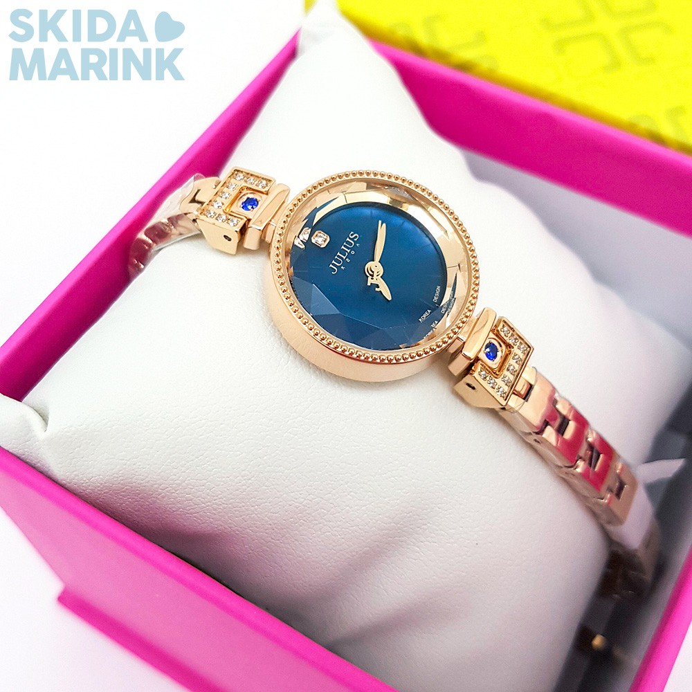 Julius JA-981 / JA981 Jam Tangan Wanita Korea Original - Silver / Rose Gold Blue