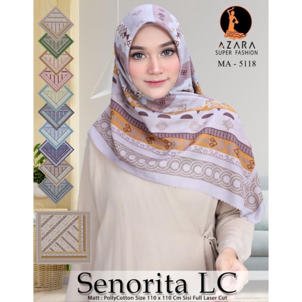 (original Azara) segi empat SENORITA MOTIF LC •• hijab segi empat Motif-2