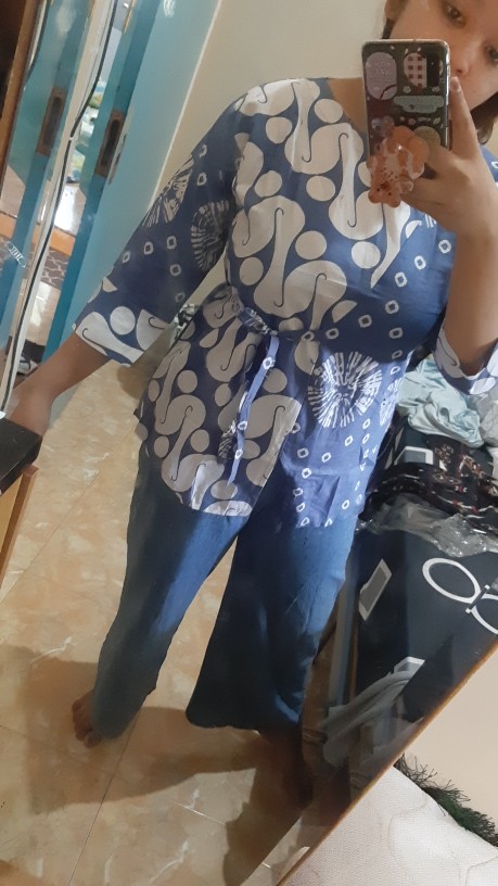 Tey-17 Batik Wanita Asj Sa Hrb026 Kenongo Kemeja Tosca Pendek