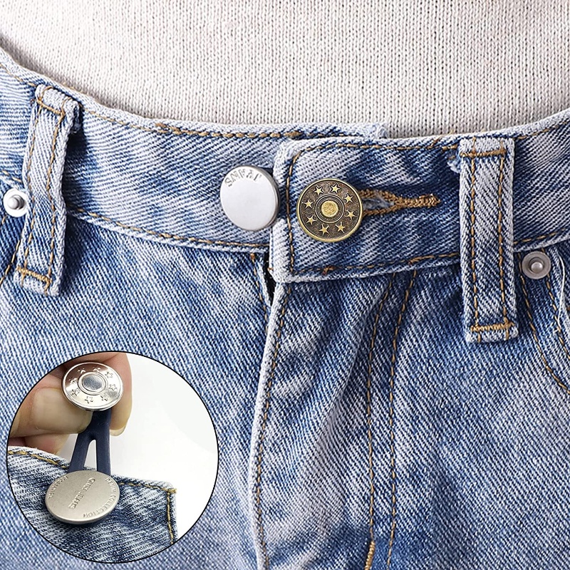Papaozhu Tanpa Jahitan Celana Dapat Disesuaikan Pinggang Tombol Extenders Untuk Jeans Rok Musim Semi Silikon Elastis Expander Tombol Untuk Celana Perlengkapan Pakaian