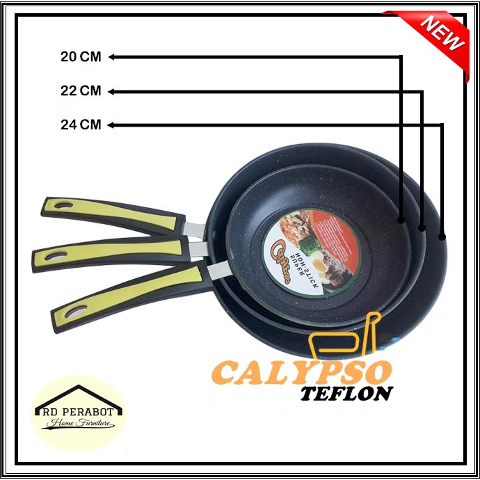 TEFLON ANTI LENGKET 22cm / PRYPAN CALYPSO ANTI LENGKET / TEFLON / WAJAN ANTI LENGKET / WAJAN