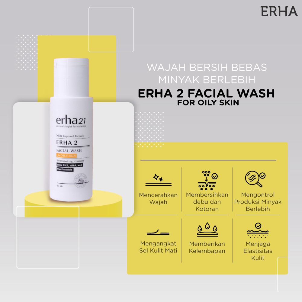 ERHA 21 Facial Wash For Normal &amp; Dry Skin with AHA, DMAE &amp; Aloe Vera Extract / Sabun Wajah LDA