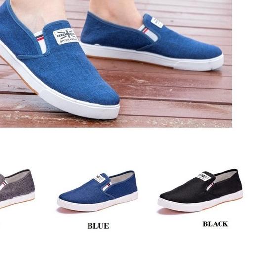 ♀ Ennwen SH26 Sepatu Pria Casual Denim Canvas Shoes Slip On Men Shoes ❄