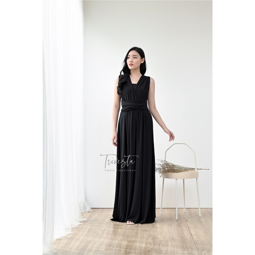 MAXI | HITAM/BLACK | MULTIWAY INFINITY CONVERTIBLE DRESS | FREE KEMBEN &amp; SPECIAL LONG SCRAFT