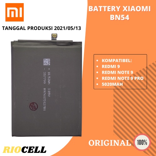 Baterai BN 54 / BN54 Xiaomi Redmi 9 / Note 9 / 9 Pro Original 100%