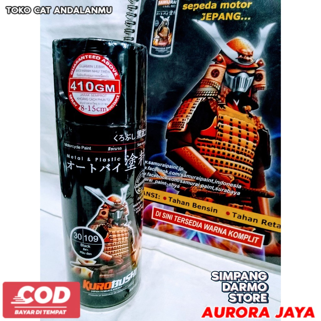 Pilox Pylox Samurai Black 109 Hitam Mengkilap Biasa Solid Standart Standat Standar Cat Mobil Motor -