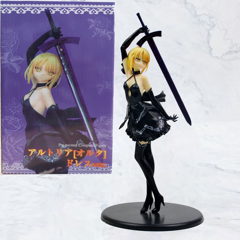 Action Figure Fate Stay Night Artoria Pendragon Saber Saiba Black Dress Seba