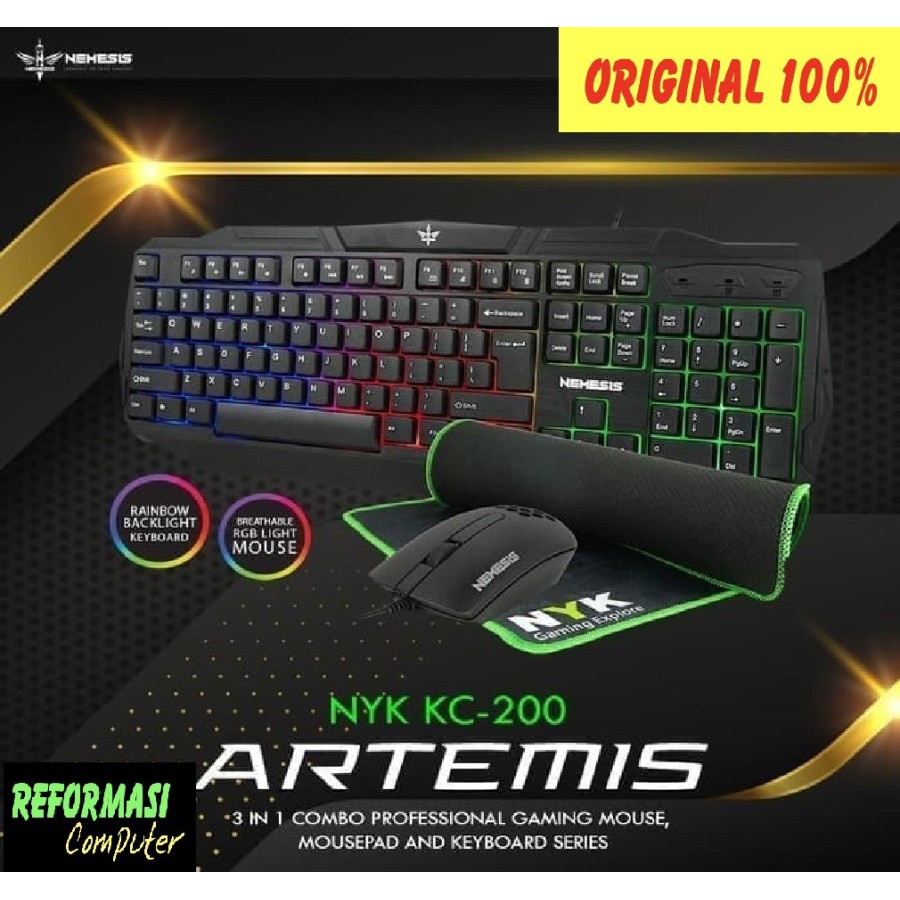 Keyboard Mouse Mousepad NYK Combo Kit Artemis KC-200 NYK KC200