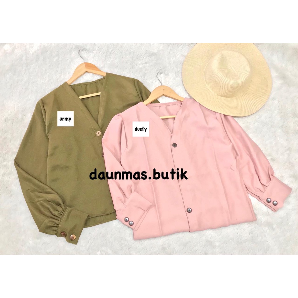 1KG MUAT 6PCS | OWLY BLOUSE KOREA KANCING BUSUI FASHION WANITA MUSLIMAH-OWLY ARMY