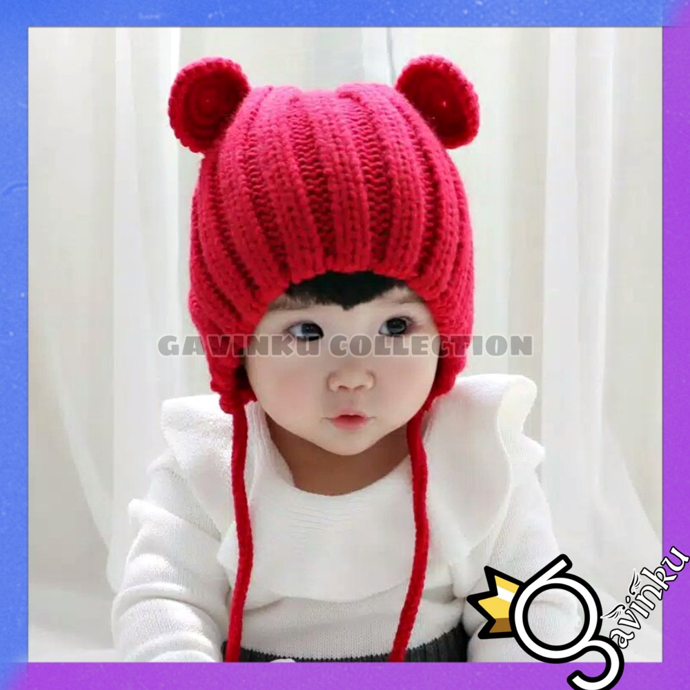 Topi Kupluk Bayi Laki Laki Perempuan Baru Lahir Bonnet Mouse Newborn Rajut Lucu Rambut Kepang Murah Umur 0 1 2 3 4 5 6 7 8 9 10 11 12 Bulan 1 Tahun Thn Murah Ears Cap