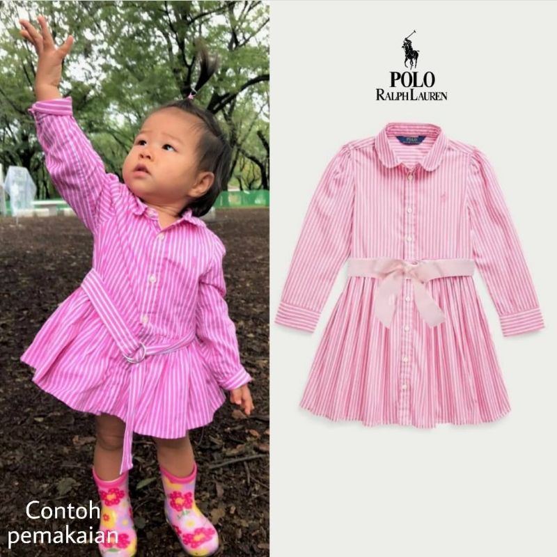 Polo Ralph Laure* - Dress Anak Bayi | Size 18, 24 bulan-Pink Stripes B