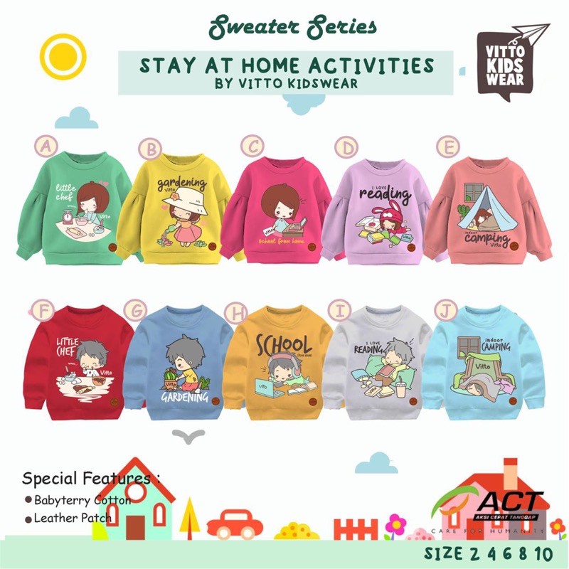 Sweater Vitto Kidswear | Sweater Stay At Home | Sweater Anak Keren nablfashion