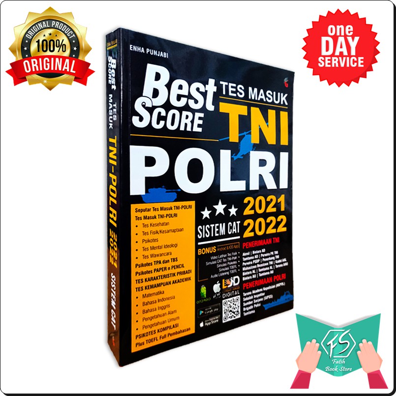 BUKU TES MASUK TNI POLRI - BUKU TNI POLRI - BEST SCORE TES MASUK TNI POLRI SISTEM CAT 2021-20222