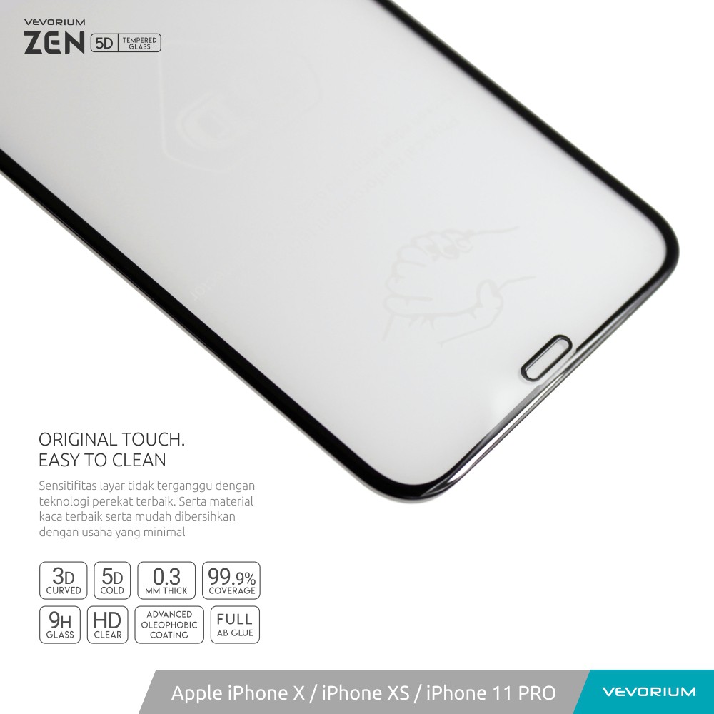 VEVORIUM ZEN 5D ColdApple iPhone X XS 11 PRO Full Cover 3D Curved Tempered Glass