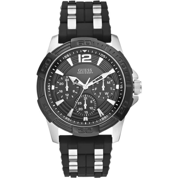 GUESS W0366G1 Oasis - Jam Tangan Pria - Hitam/Silver