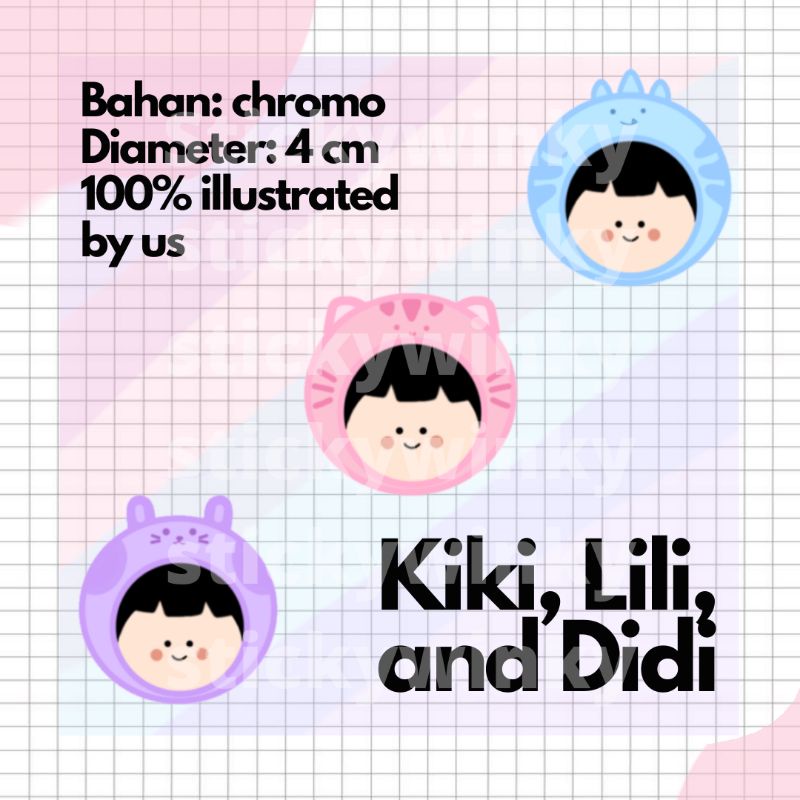 

[ggupi.co] 1 pcs sticker Lily cat, Kiky rabbit, and Didi dino