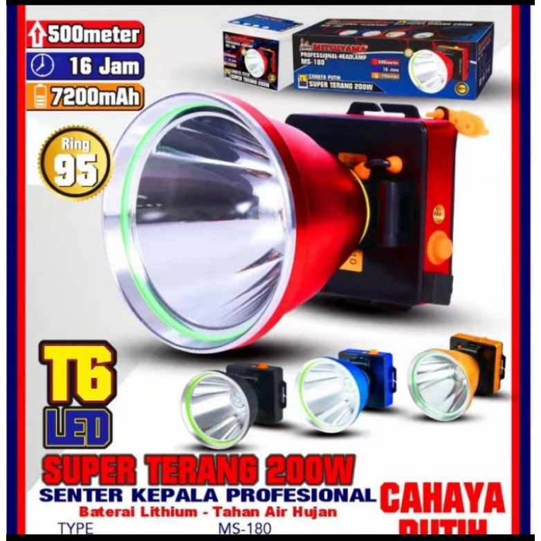 Senter Kepala 200W/120Watt/100Watt Mitsuyama MS 180