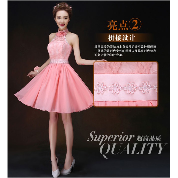 SD.064 Gaun pesta wanita model simple dan elegant warna pink peach