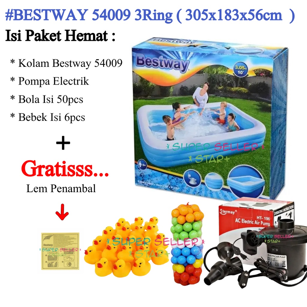 KOLAM RENANG BESTWAY 305 CM KOLAM RENANG ANAK ANAK JUMBO 54009