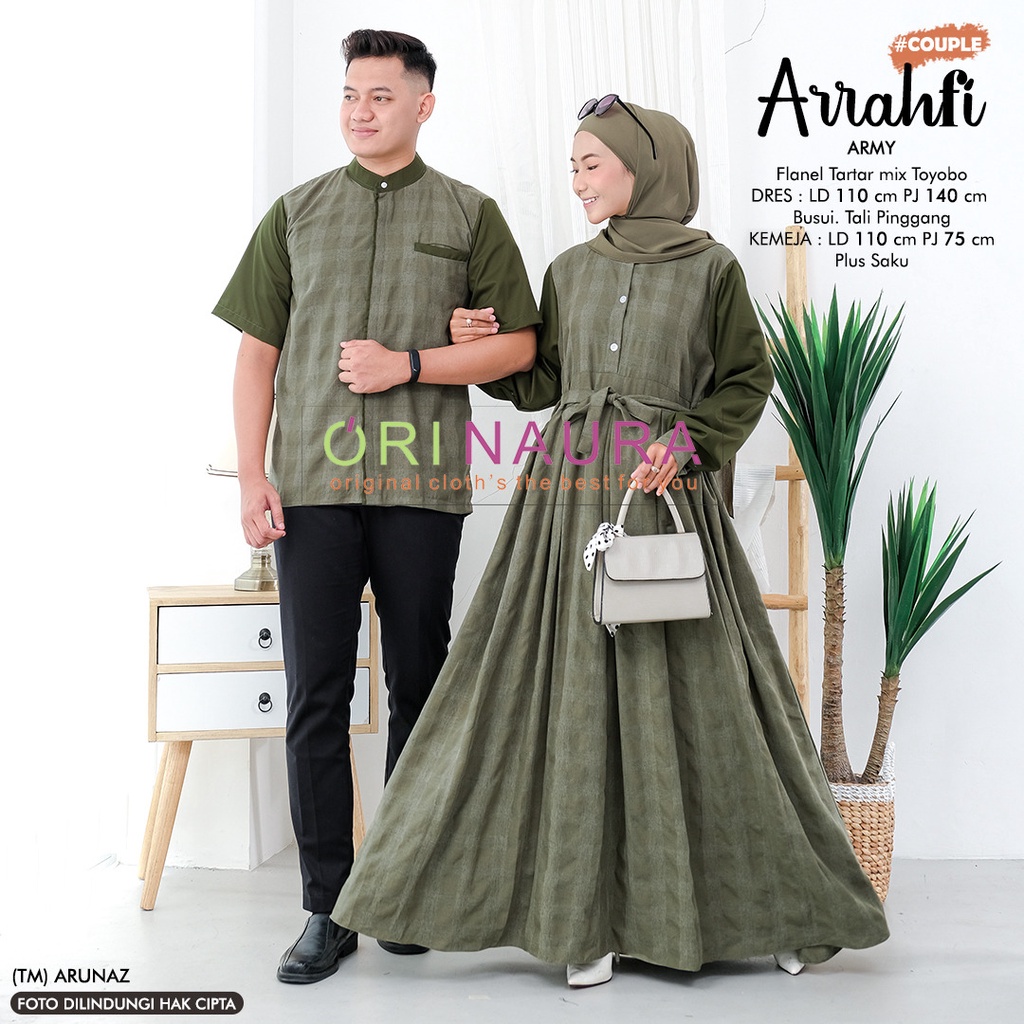 RADHIYA STORE Baju Gamis Couple Pasangan Bahan Katun Model Terbaru  lebaran 2022