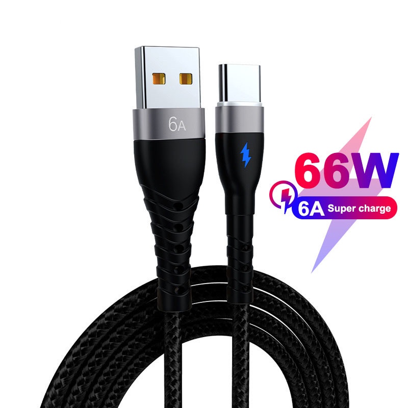 6a 66W Kabel Data / Charger Micro Usb / Tipe c Fast Charging Bahan Nilon Model Kepang