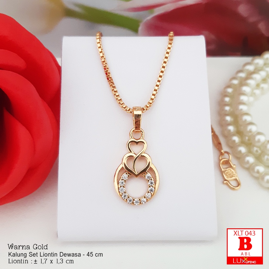 XLT 043 Kalung Set Liontin Mata Zirkon Perhiasan Lapis Emas 18K Aksesoris Xuping Panjang Luxx Xuping