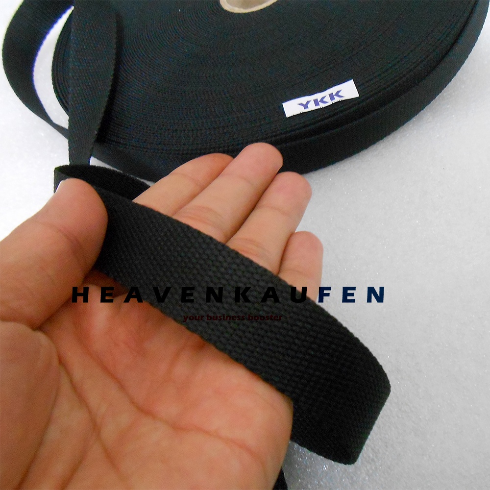 Webbing Tas YKK Polyester Bagus Lebar 2 cm Warna Hitam Harga Per Meter