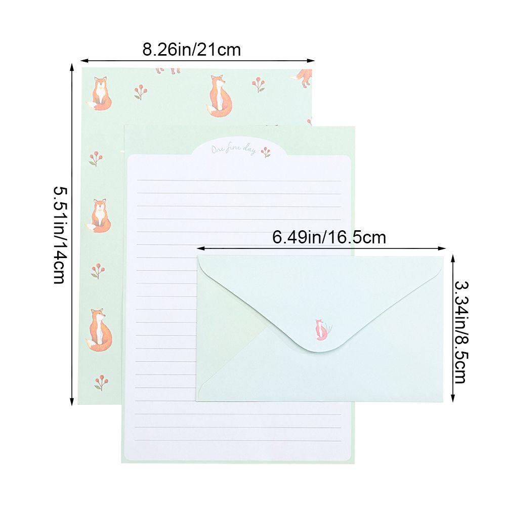 3pcs / Set Amplop Motif Print Kartun Hewan / Bunga / Tulisan Untuk Stationery