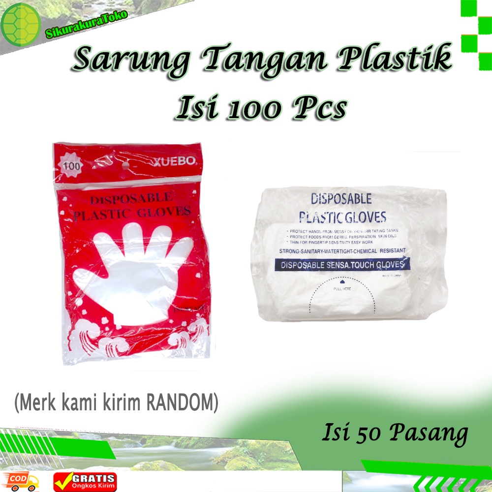 (SKR) Sarung Tangan Plastik Sekali Pakai 1 Pack Isi 100 Pcs Food Grade Pelindung Tangan Anti Bakteri Disposable Plastic Touch Gloves Bening Polos Transparan