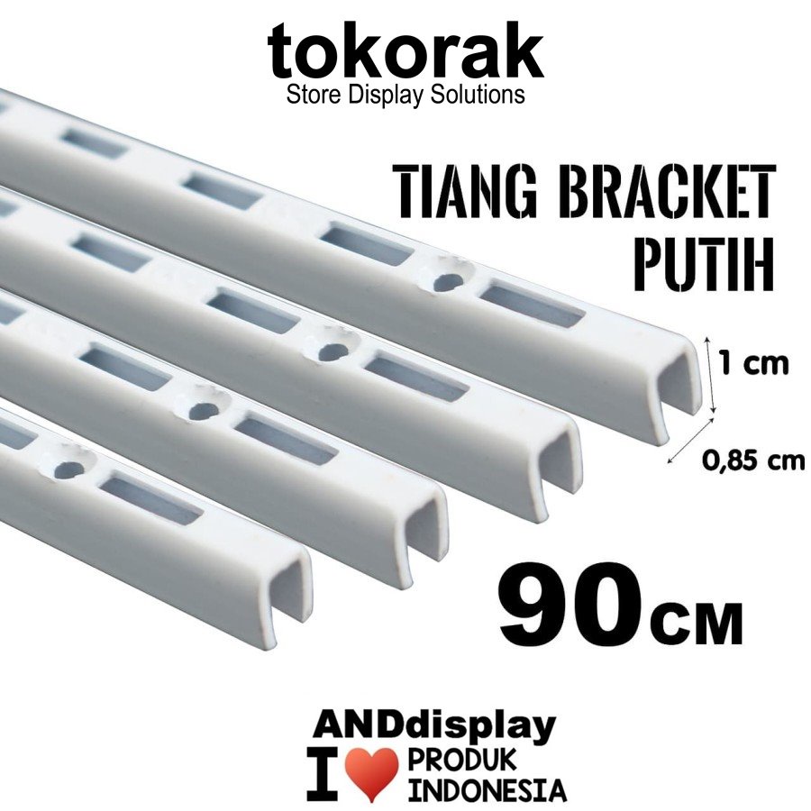 TIANG BRACKET 90 CM REL BRAKET PUTIH 90CM RAK DINDING AMBALAN KACA KAYU ANDDISPLAY