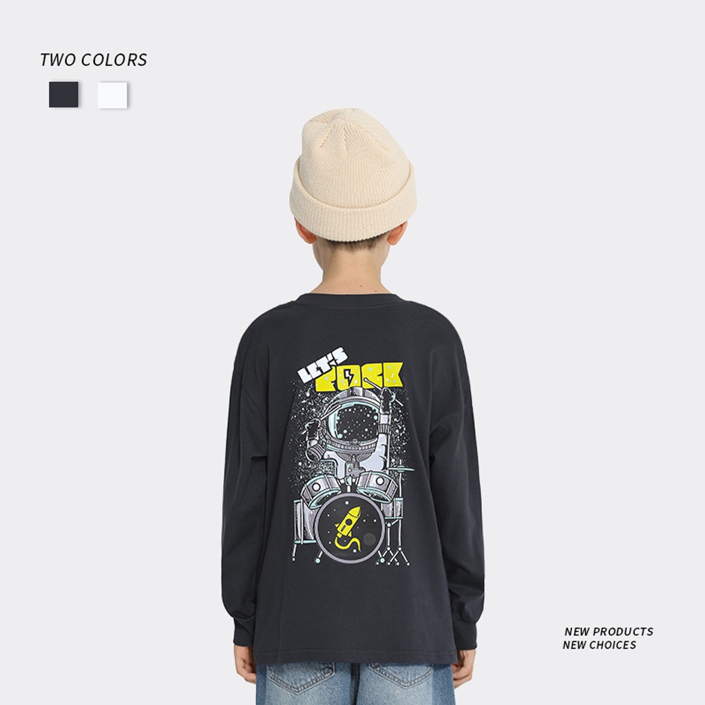 Kaos Lengan Panjang T-Shirt Anak Usia 2-6 tahun Gambar Astronot DRUM