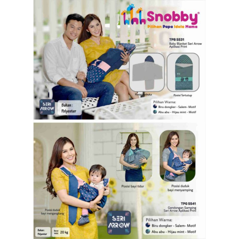 Original Snobby Seri Arrow - Gendongan Samping Baby Sling &amp; Tas Bayi Diaper Bag