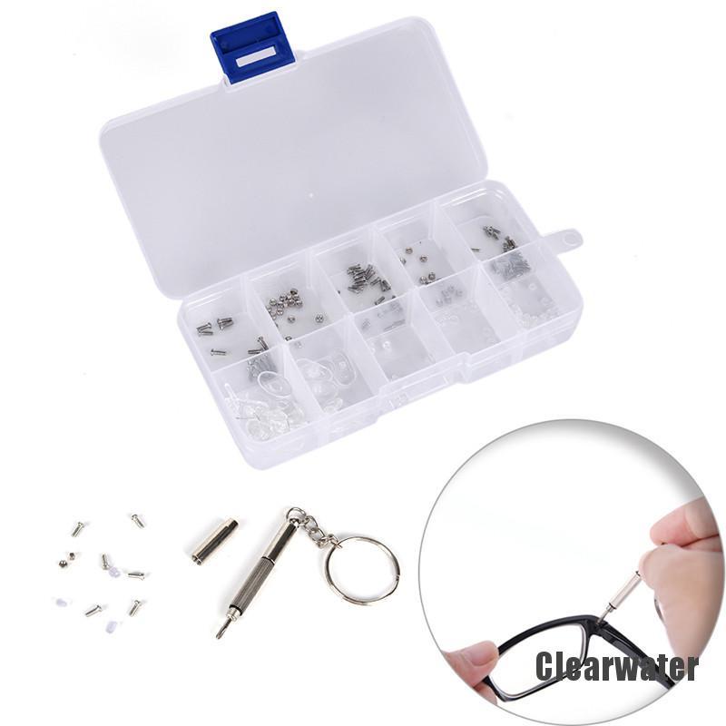 (Clearwater) Set Sekrup + Mur + Bantalan Hidung Untuk Reparasi Kacamata