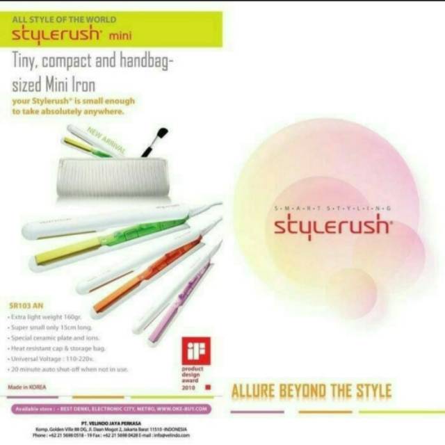 Stylerush mini flat iron SR 103 ( orange/violet/green)