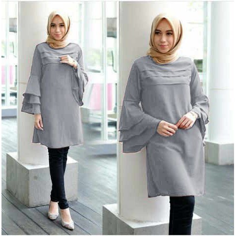 [Tunik Katty varian warna SW] tunik wanita wolly crepe ABU/BABYPINK/MOCCA/TOSCA/HITAM