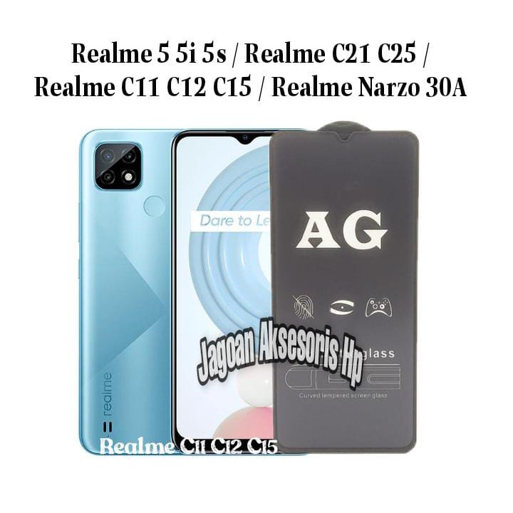 ANTI GLARE Realme C21 C25 5 5i 5s C3 C11 C12 C15 Narzo 20 30A 6.5'' Tempered Glass Matte FULL LEM